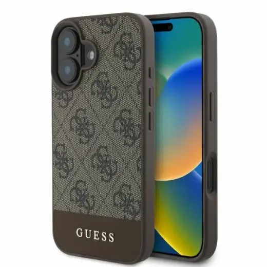 Guess GUHCP16SG4GLBR iPhone 16 6.1" brązowy|brown hardcase 4G Bottom Stripe