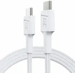 Green Cell andmeedastus- ja laadimiskaabel | USB-C kuni USB-C | 60W | 1.2m | valge