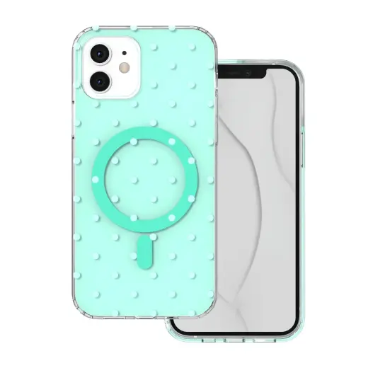 Bubble Dots Mag telefoni ümbris MagSafe toega iPhone 11 roheline