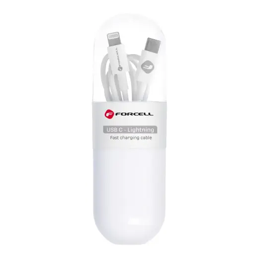 Forcell F-Energy C291 duomenų perdavimo ir įkrovimo laidas | USB-C į Lightning | PD | 27W | 1m | baltas