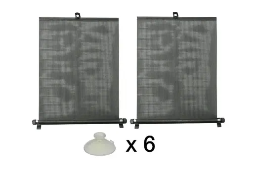 Roller sunshade with suction cups 2 x 55 cm black, PVC