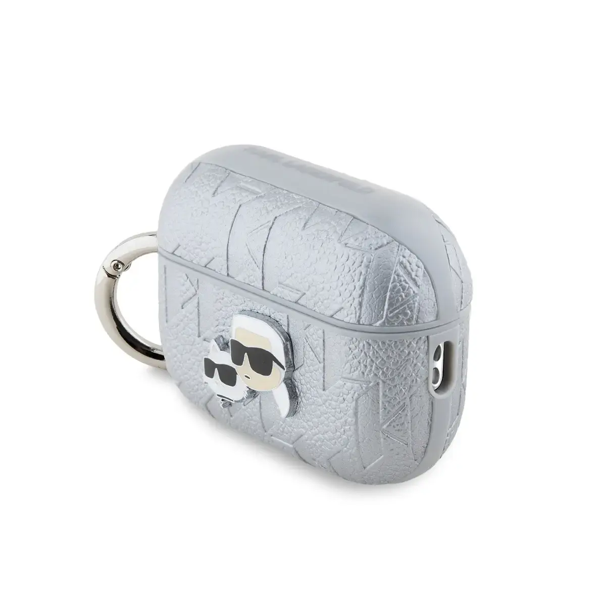 Karl Lagerfeld PU Embossed Karl and Choupette Heads Case for AirPods Pro 2 Silver