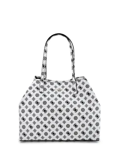 Guess, Vikky, Leather, Textile Bag, White, For Women, 32.5x27x15 cm