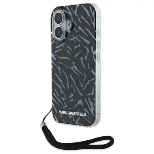 Karl Lagerfeld case for iPhone 16 6,1" KLHCP16SHZBPKCCU purple Hard Zebra With Cord