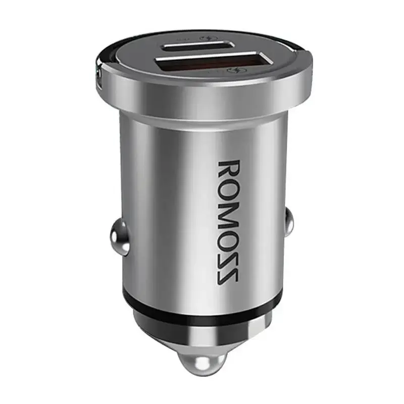 Romoss AU45T Car Charger, USB + USB-C, PD + QC 45W (Silver)