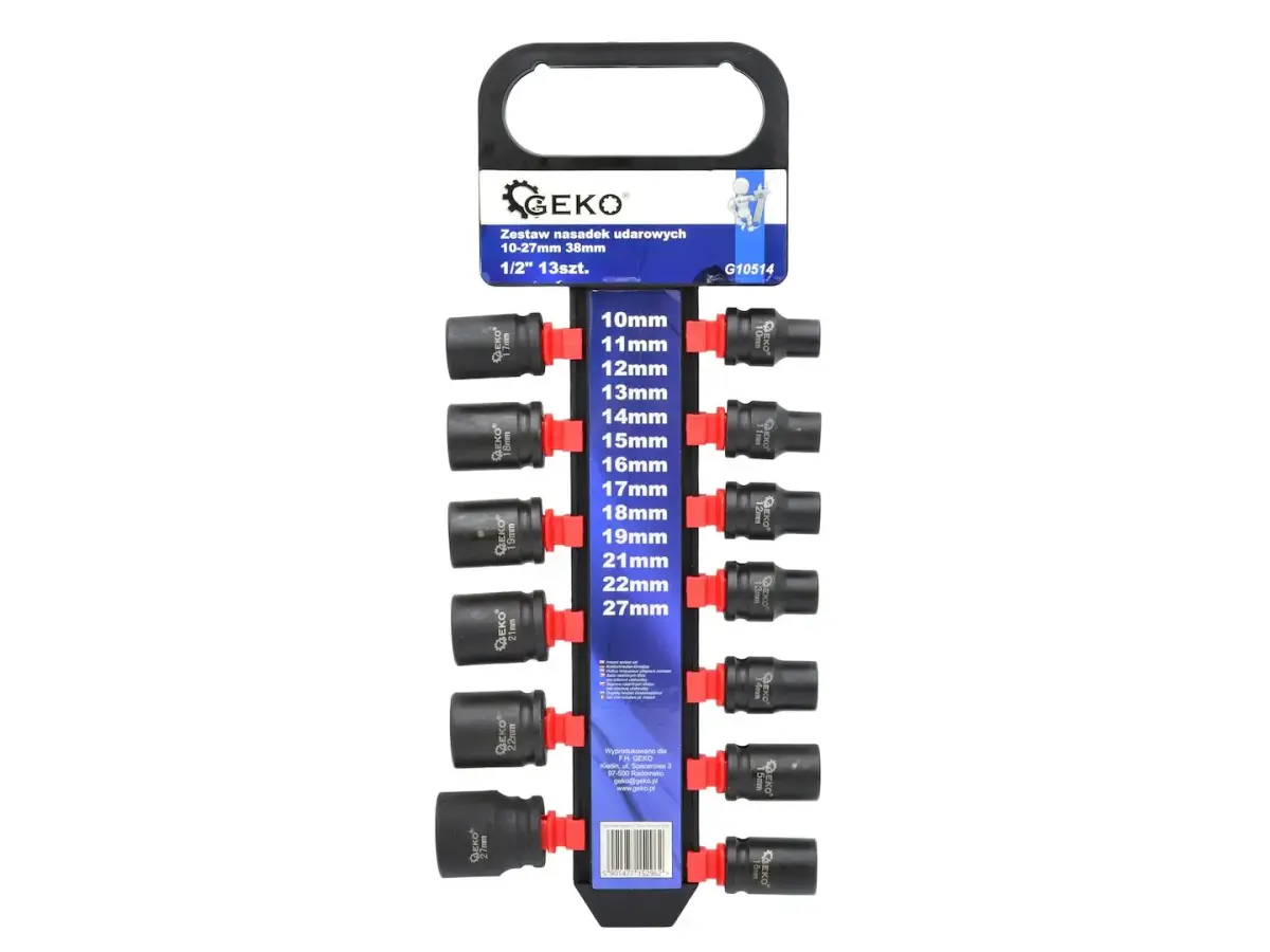 Impact Sockets Set 1/2" 10-27mm 38mm (13pcs)