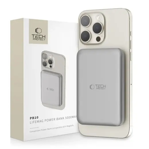 TECH-PROTECT PB10 LIFEMAG MAGSAFE ĀRĒJAIS AKUMULATORS 5000MAH TITANIUM