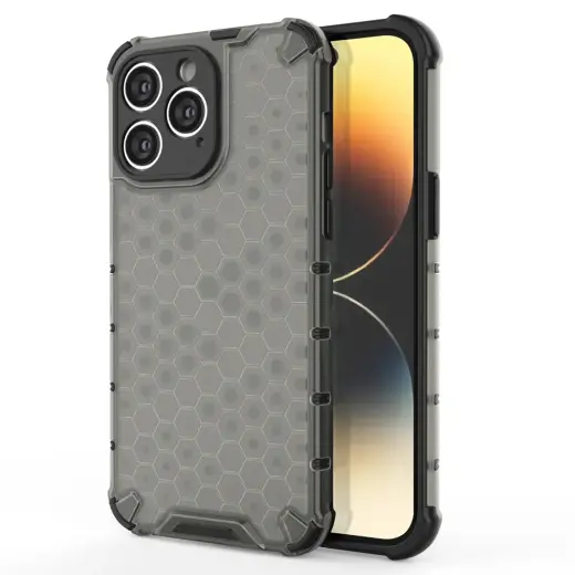 Honeycomb armored hybrid telefono dėklas iPhone 14 Pro juodas