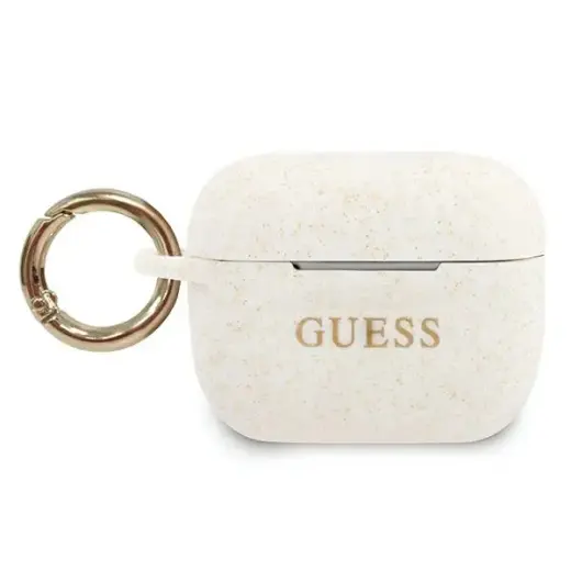 Guess Silicon Glitter telefona maciņš priekš AirPods Pro balts