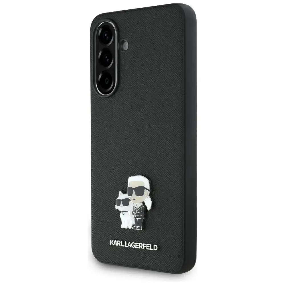 Karl Lagerfeld Saffiano telefona maciņš ar K&C metāla logo Samsung Galaxy A36 melnā
