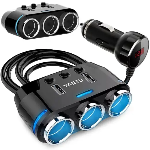 Goodbuy automašīnas lādētājs | 10.5W | USB-A | ar iekļautu kabeli | ar LCD ekrānu | melns
