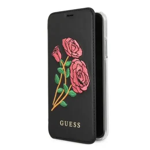 Guess GUFLBKPXEROBK iPhone X black |czarny book Flower Desire