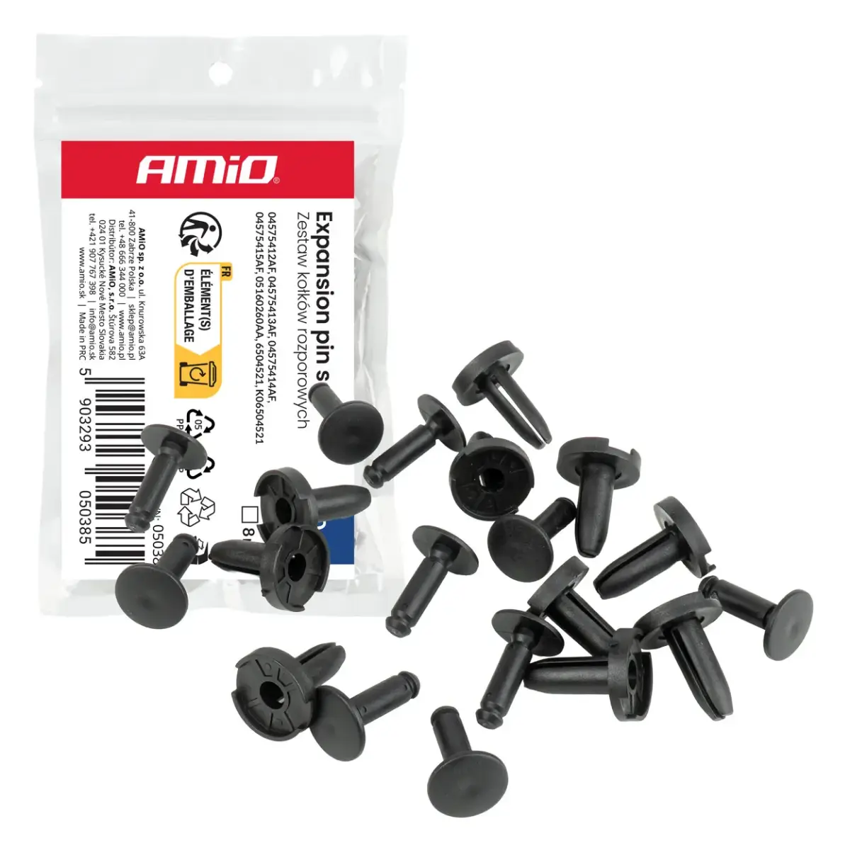 Expansion clip set 23.5 mm ⌀ 8 mm, 10 pcs. AMIO-05038