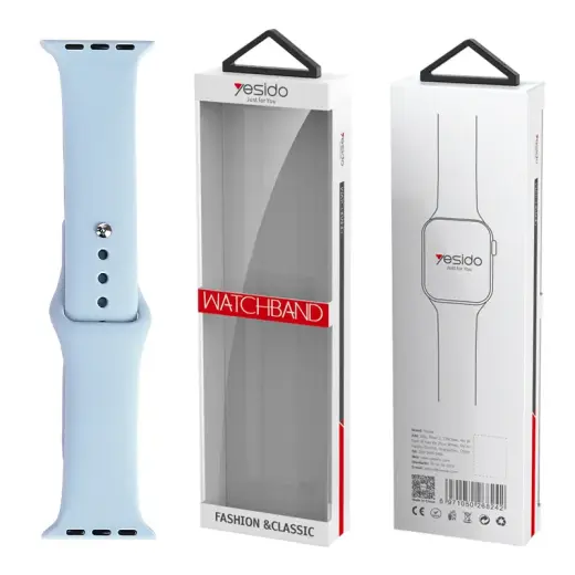 YESIDO WB44 SILICONE STRAP FOR iWATCH S 42/44/45 (97+118) #65 LIGHT BLUE