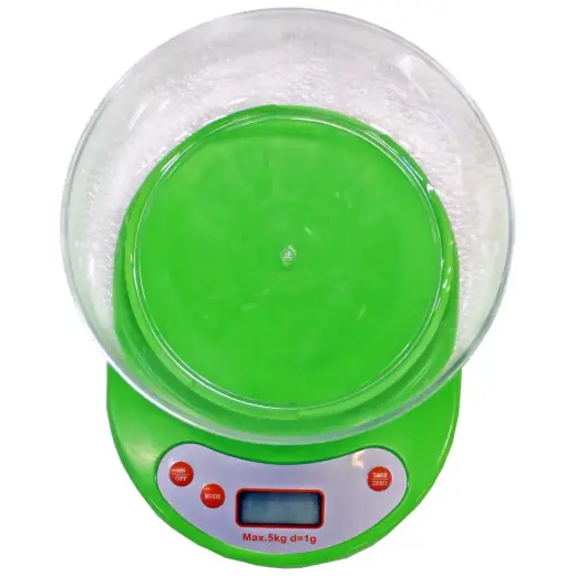 Svari virtuves digitālie ar trauku 5kg zaļi