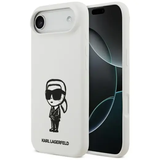 Karl Lagerfeld Silicone Karl Sketch & Logo чехол с поддержкой MagSafe для телефона iPhone 17 Air белый
