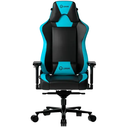 LORGAR Base 311, Gaming chair, PU eco-leather, 1.8 mm metal frame, multiblock mechanism, 4D armrests, 5 Star aluminium base, Class-4 gas lift, 75mm PU casters, Black + blue