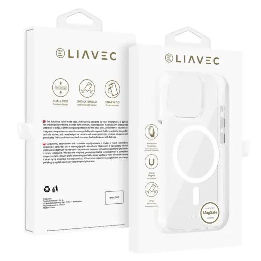 Liavec Glossy maciņš ar MagSafe atbalstu telefonam iPhone 16 Pro balts