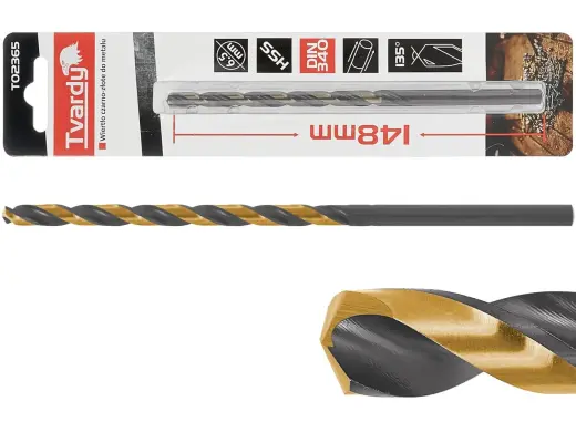 Gara HSS M2 6.5mm melna un zelta metāla spirālurbja
