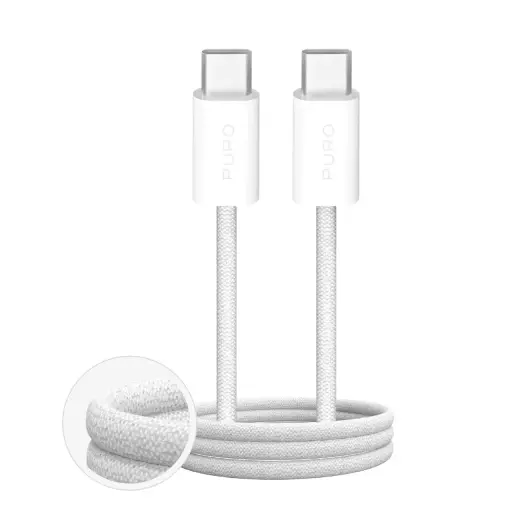Puro Fabrik 4 datu pārraides un uzlādes vads | USB-C uz USB-C | 100W | 2m | balts