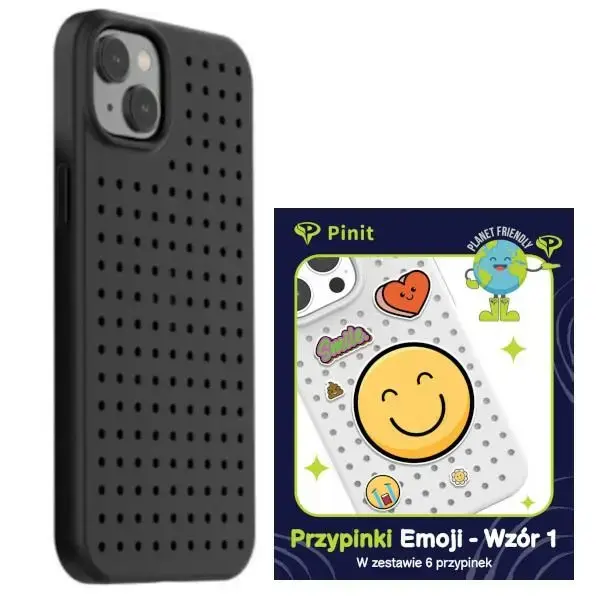 Pinit Dynamic Emoji Pin maciņš telefonam iPhone 14 Plus | iPhone 15 Plus melns