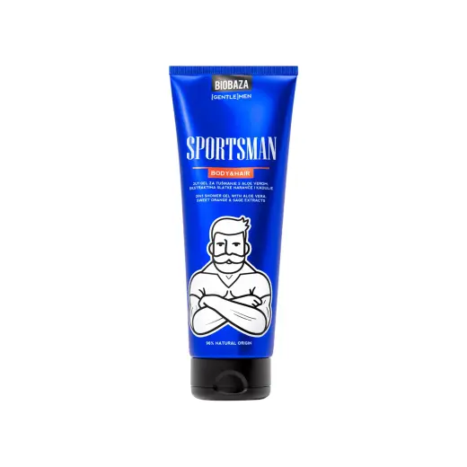 Biobaza, Sportsman, Citrus & Aromatic, Shower Gel & Shampoo 2-In-1, Natural Ingredients, 220 ml