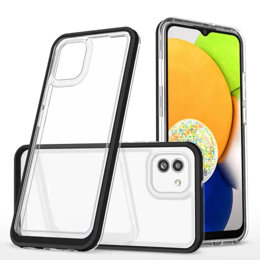 Clear 3in1 telefono dėklas Samsung Galaxy A03 (A035) juodas