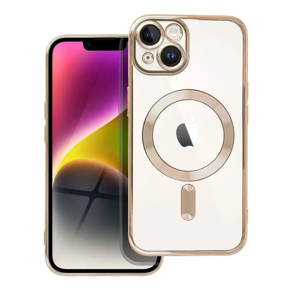 Electro Mag maciņš ar MagSafe atbalstu telefonam iPhone 14 zelta krāsā