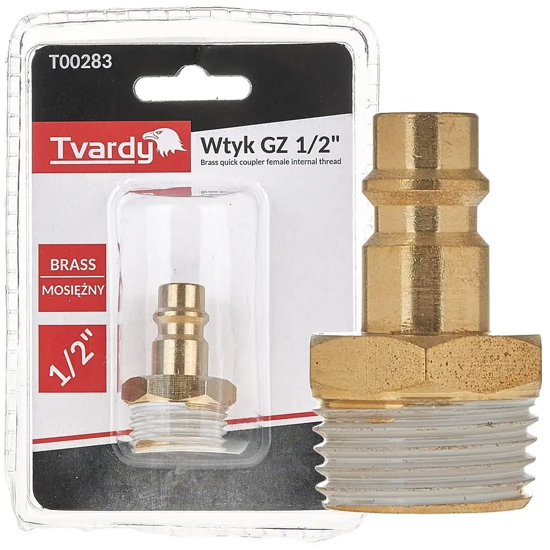Brass quick coupler plug, male thread 1/2"
