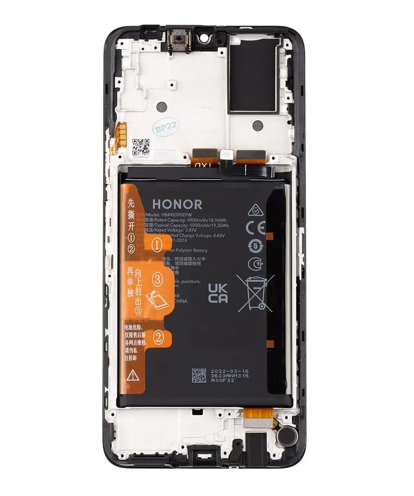LCD Display + Touch Unit + Front Cover Honor X7 Black (Service Pack)