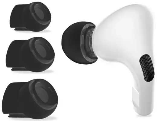 „Tech-Protect“ ausų antgaliai, skirti „AirPods Pro 1/2“ (3 vnt.) – juodi