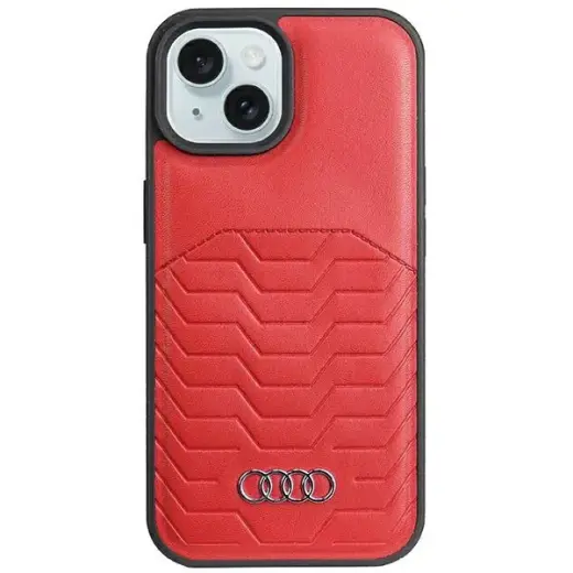 Audi Synthetic Leather MagSafe iPhone 15 Plus | 14 Plus 6.7" czerwony|red hardcase AU-TPUPCMIP15M-GT|D3-RD
