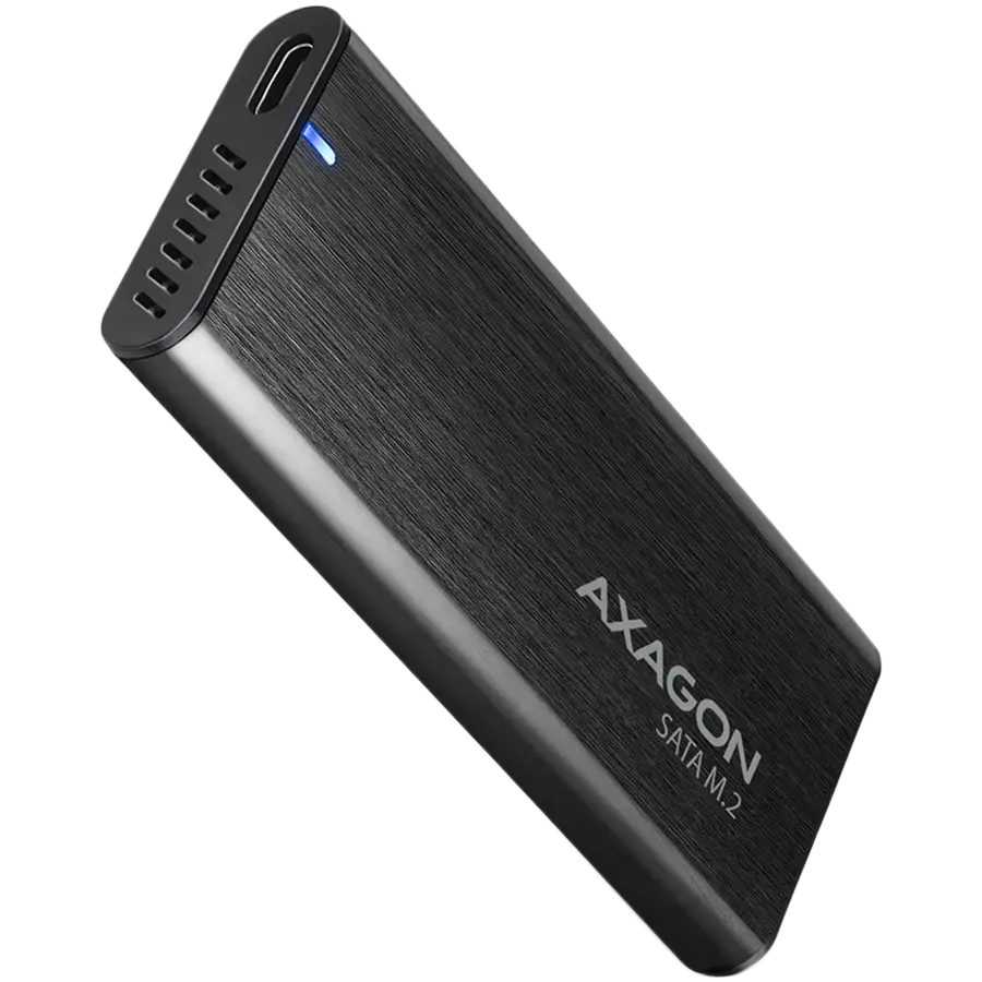 AXAGON EEM2-SBC, M.2 SATA screwless RAW box, black, SuperSpeed USB-C 10 Gbps