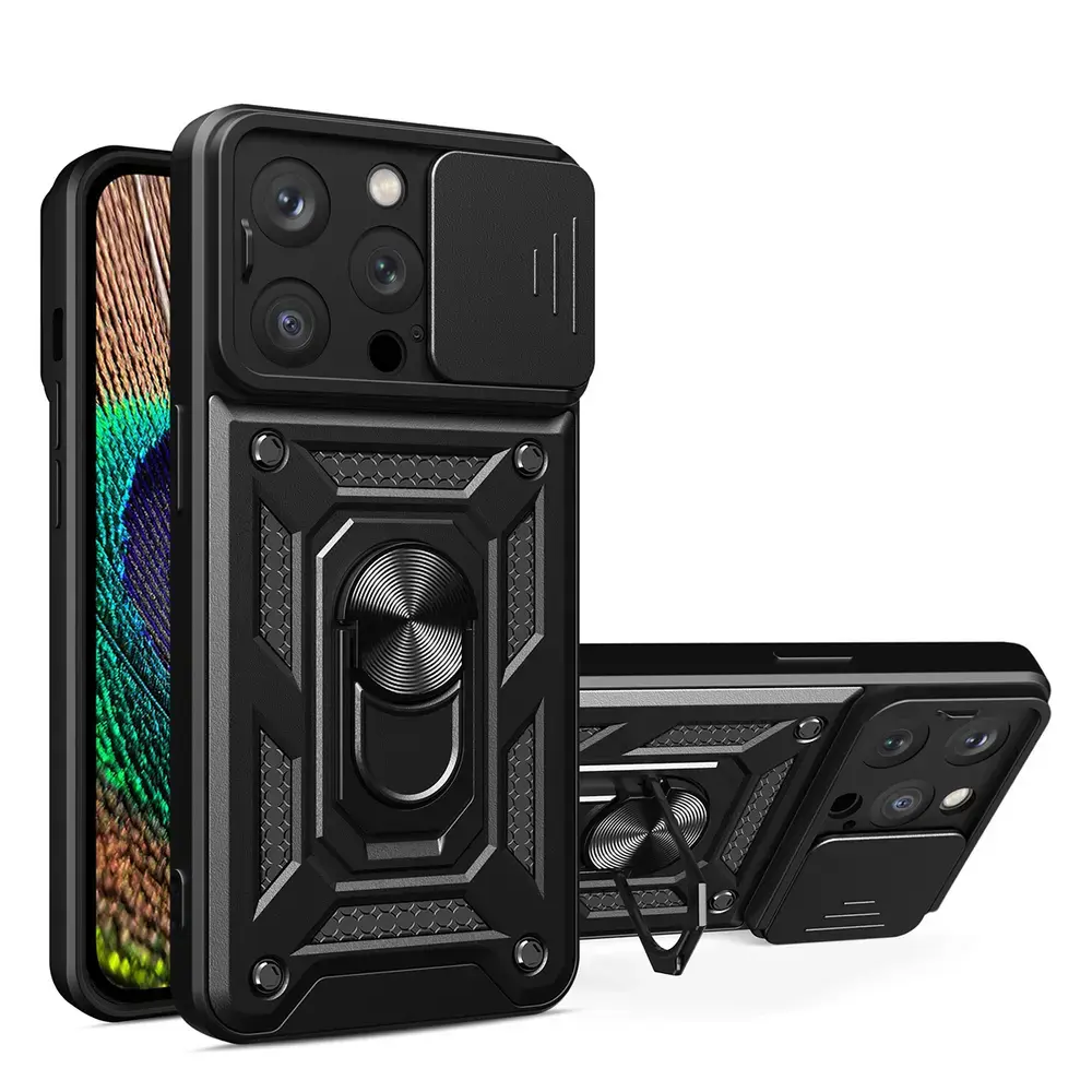 Hybrid Armor Camshield maciņš telefonam iPhone 14 Pro Max melns (ar kameras aizsargu)