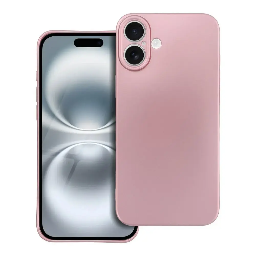 Metallic maciņš telefonam iPhone 16 Plus rozā