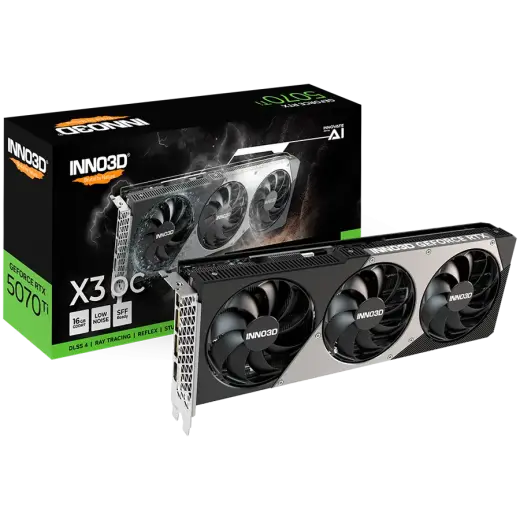 INNO3D GeForce RTX 5070 Ti X3 OC 16GB GDDR7 256 bit, 3x DP, 1x HDMI, 3 fan 2 slots