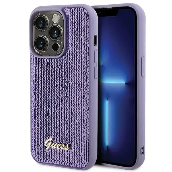 Guess GUHCP15XPSFDGSU iPhone 15 Pro Max 6.7" fioletowy|purple hardcase Sequin Script Metal