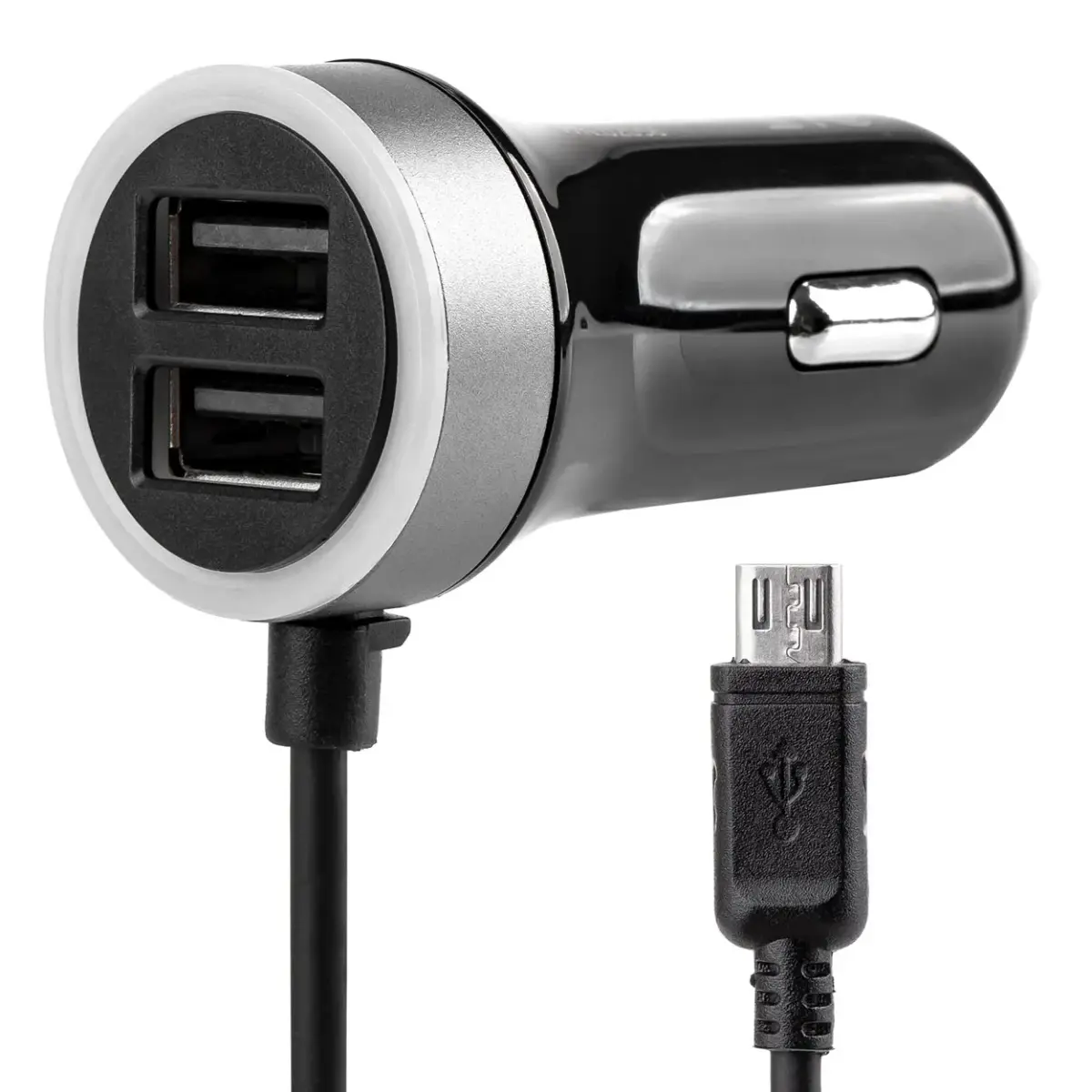 AMiO PCH PRO-01 auto lādētājs | 12W | USB-A, Micro-USB | ar Micro-USB vadu komplektā