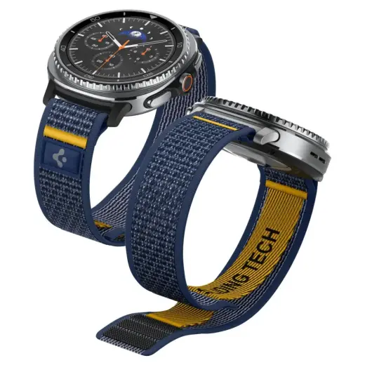 Spigen Athlex Air išmaniojo laikrodžio dirželis Samsung Galaxy Watch 8/Classic (40/44/46 mm) | nailoninis | tamsiai mėlynas