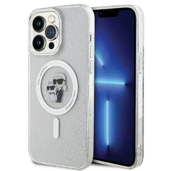 Karl Lagerfeld KLHMP14XHGKCNOT iPhone 14  Pro Max 6.7" transparent hardcase Karl&Choupette Glitter MagSafe