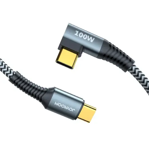 Joyroom angled elbow USB Type C - USB Type C charging data cable Power Delivery 100W 5A 1,5m gray (S-1550N12 C-C gray)
