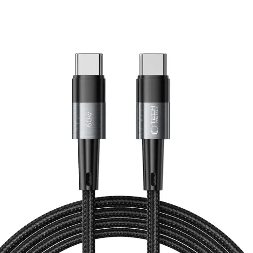 Tech-Protect UltraBoost datu pārraides un uzlādes vads | USB-C uz USB-C | 60W | 2m | pelēks