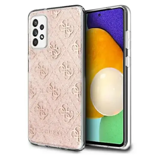 GUHCA32PCU4GLPI Guess PC|TPU 4G Peony Glitter Case for Samsung Galaxy A32 5G Pink