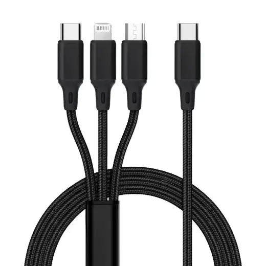 C171 3-in-1 datu pārraides un uzlādes vads | USB-C uz Lightning, USB-C, Micro USB | 12W | 1.2m | melns