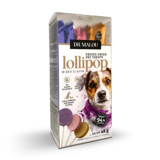 Gardumi suņiem - DR Malou, Freeze-dried meat lollipops for dogs - mix of flavors 48g (6gab)