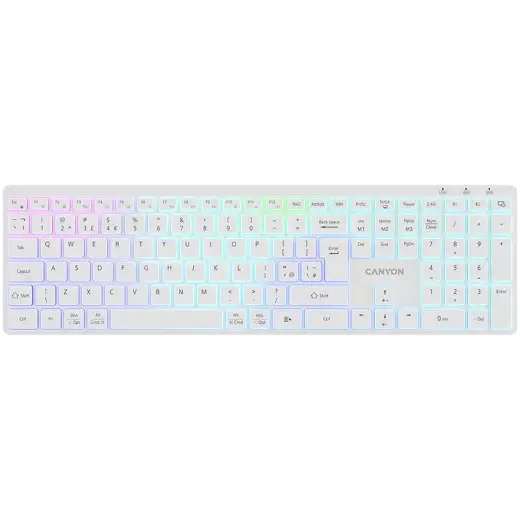 CANYON keyboard HKB-W11 UK/US RGB Dual Mode Wireless White