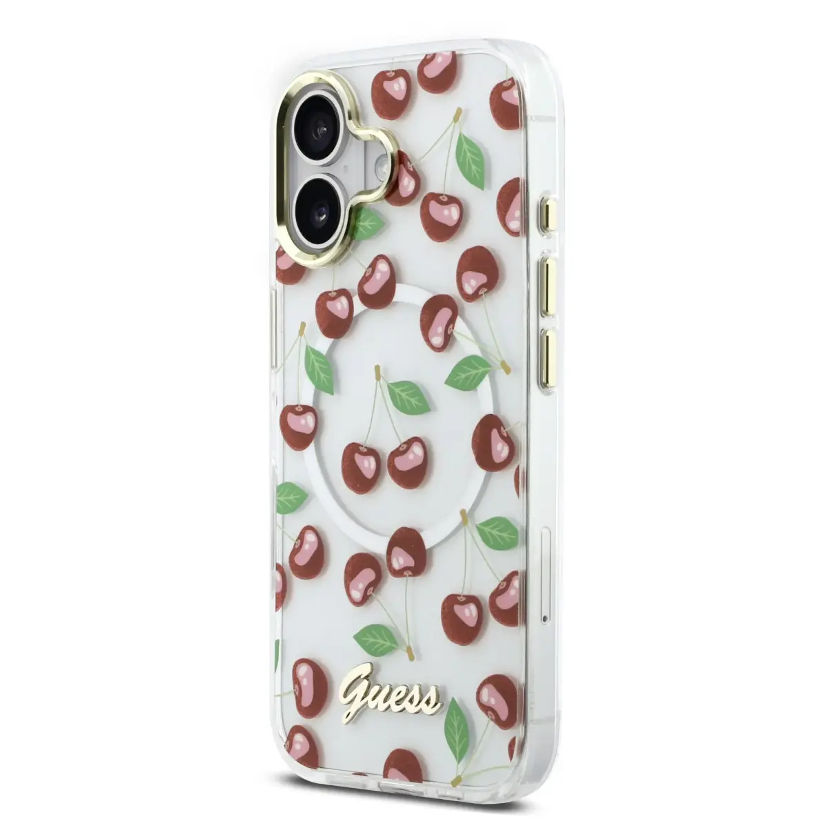 Guess IML Glitter Cherry maciņš ar MagSafe atbalstu telefonam iPhone 17 sarkans