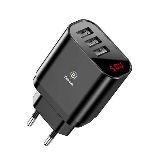 Baseus CCALL-BH01 travel charger 3 x USB | 2.4A | LCD black