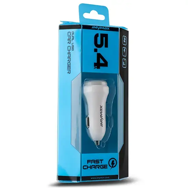iMymax C54 Premium Car charger 2 x USB | 30W | 5.4A White