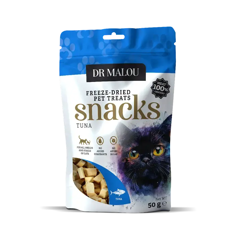 DR Malou Treats for cats - , Meat treats for cats, cubes, 100% freeze-dried tuna meat, 50g